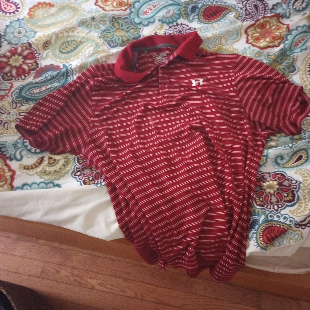 Men's Dark red extra large under armour polo shirt